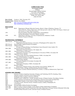 Curriculum Vitae (PDF) - Eichler Lab