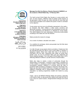 Message from Ms Irina Bokova, Director