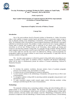 Concept Note - Rajiv Gandhi National Institute of Youth Development