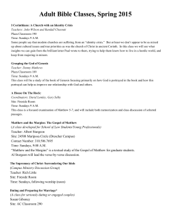 Adult Bible Classes, Spring 2015