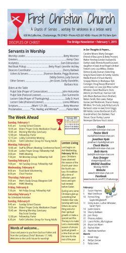 Newsletter - First Christian Church in Chattanooga