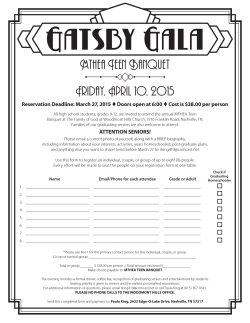 Mthea Teen Banquet Friday, April 10, 2015