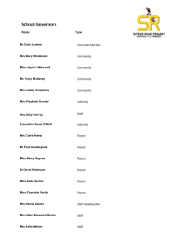 School Governors - Sutton Road Primary and Nursery School