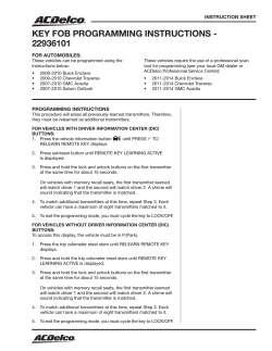 KEY FOB PROGRAMMING INSTRUCTIONS