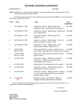 TRANSPORT ENGINEERING DEPARTMENT Sr No IS No Title